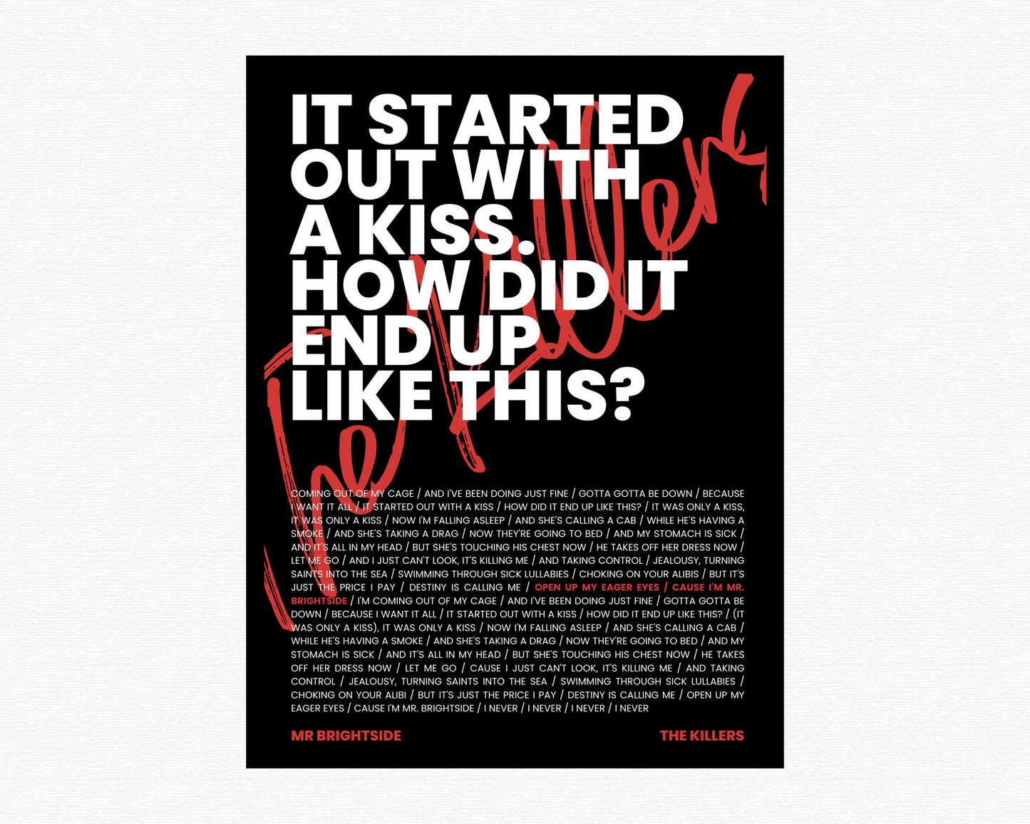 Mr Brightside Inspired Signature Poster