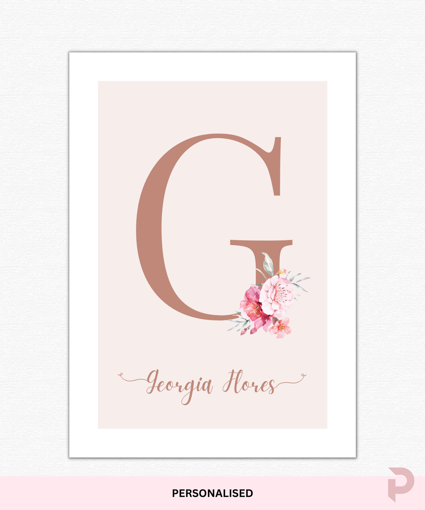 Floral Personalised Childs Name & Initial Poster