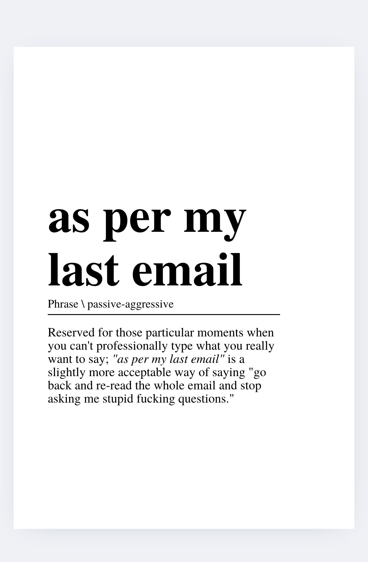As per your last email print