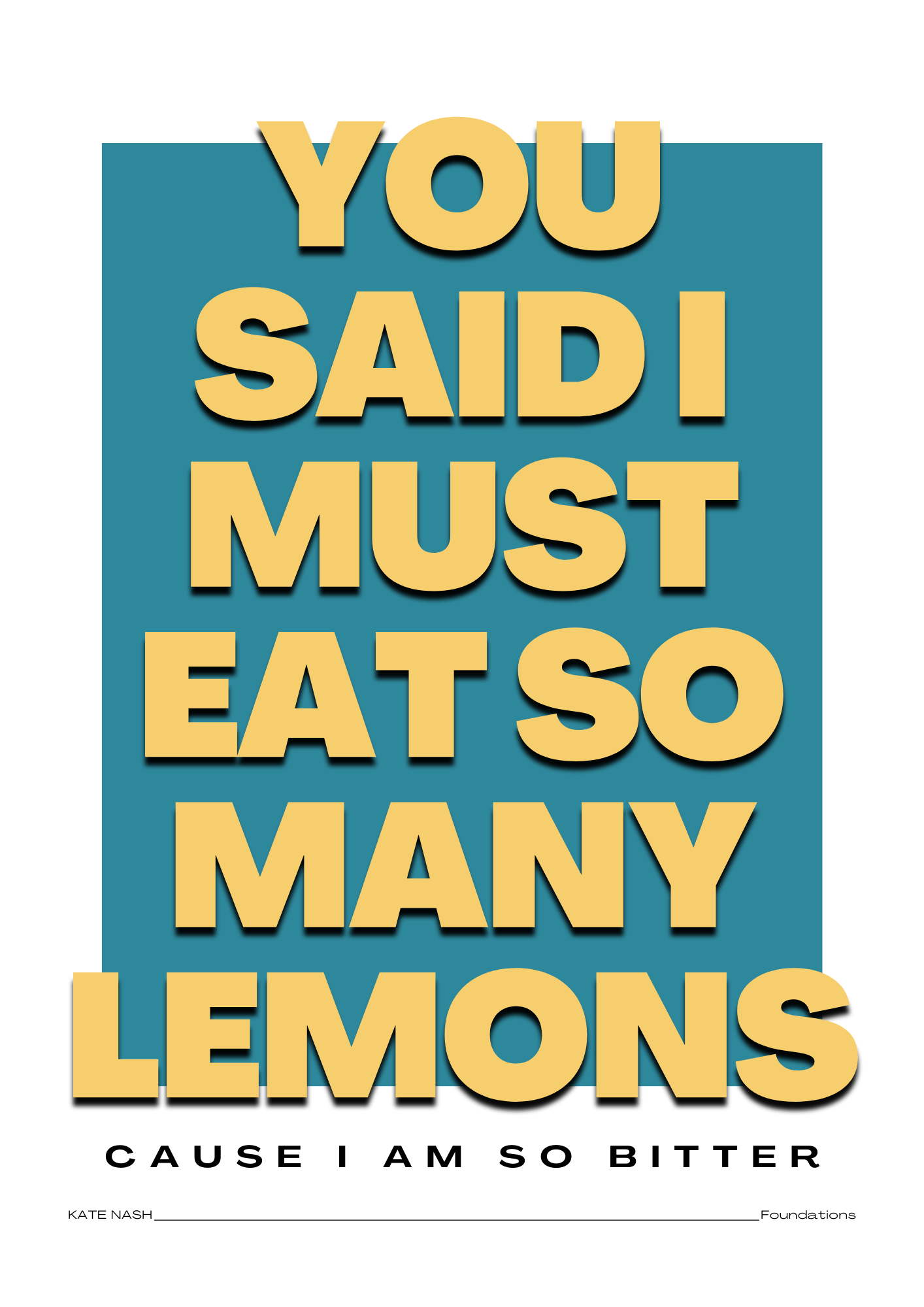 Kate Nash Foundations "So Many Lemons" Lyrics Print - Typography Wall Art, Music Poster
