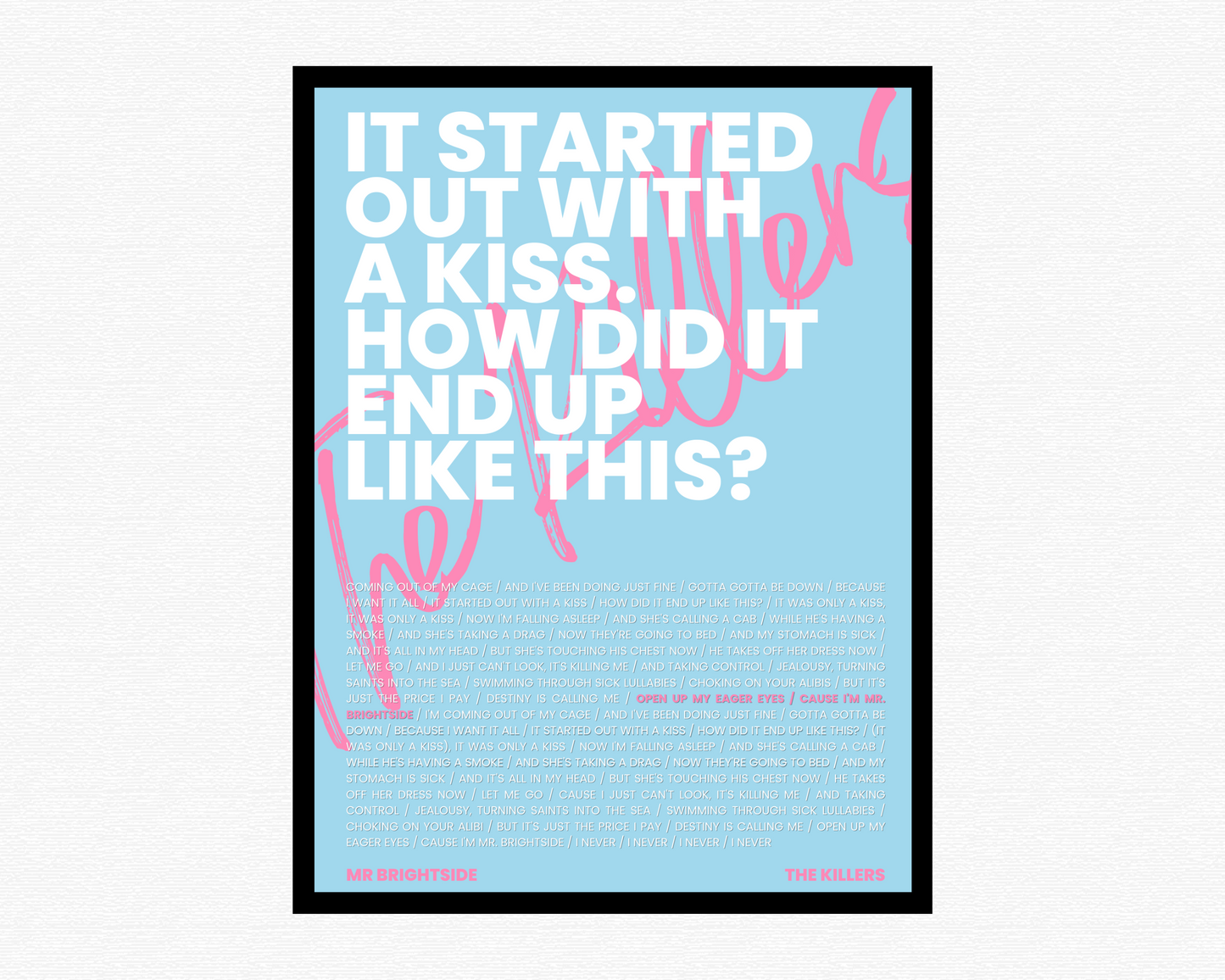 Mr Brightside Inspired Signature Poster
