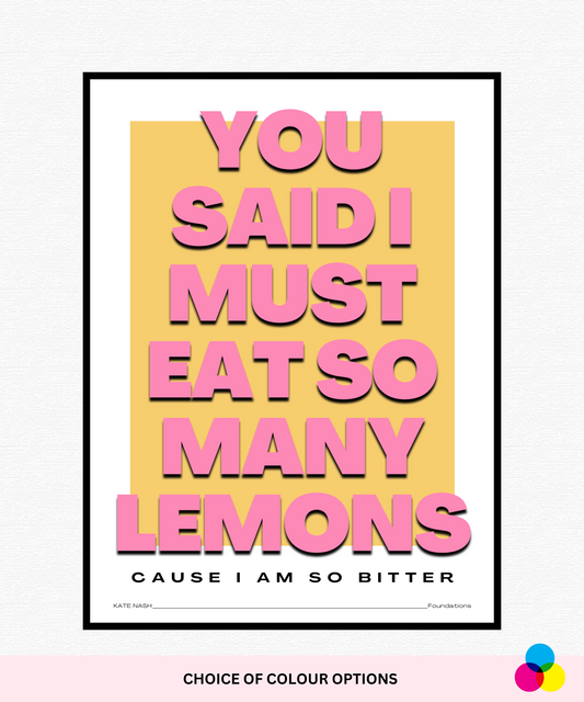 Kate Nash Foundations "So Many Lemons" Lyrics Print - Typography Wall Art, Music Poster