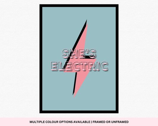 She's Electric: Oasis-Inspired Typography Lyric Print for Music-Inspired Decor