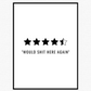 "Would Shit Here Again" Review Poster
