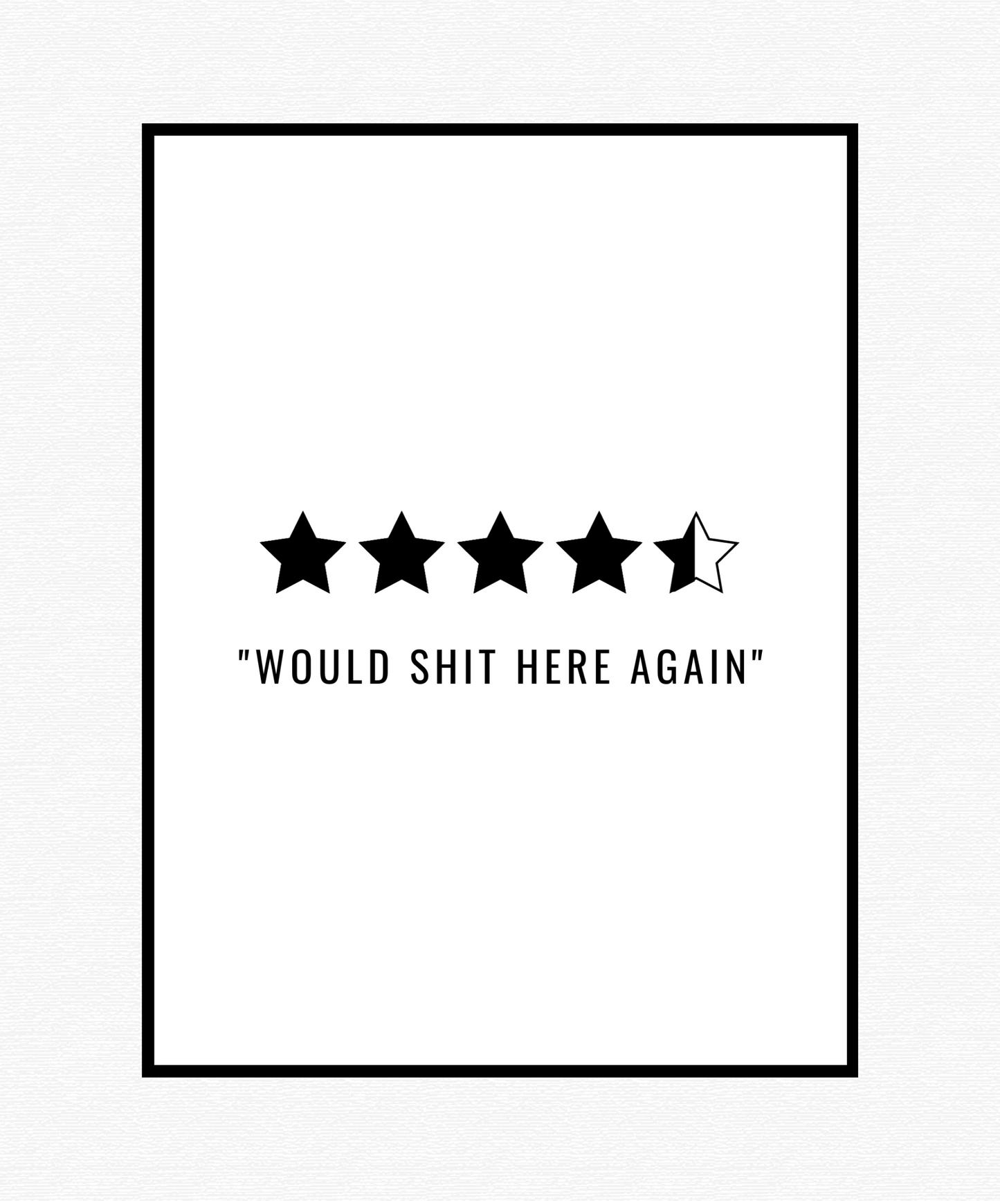 "Would Shit Here Again" Review Poster