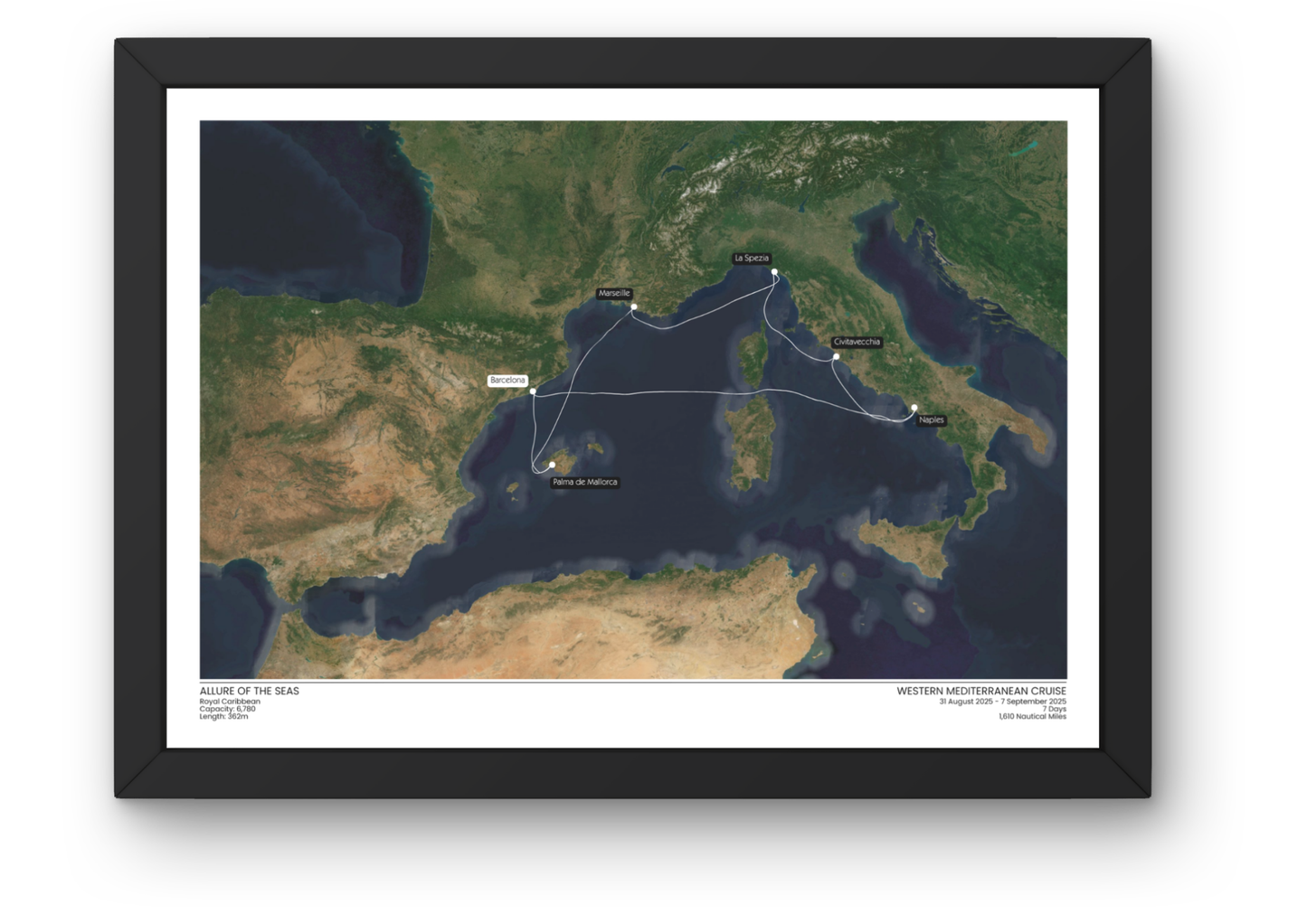Your Cruise Journey Print – Custom Satellite Photo Map