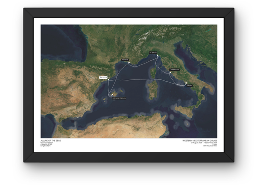 Your Cruise Journey Print – Custom Satellite Photo Map